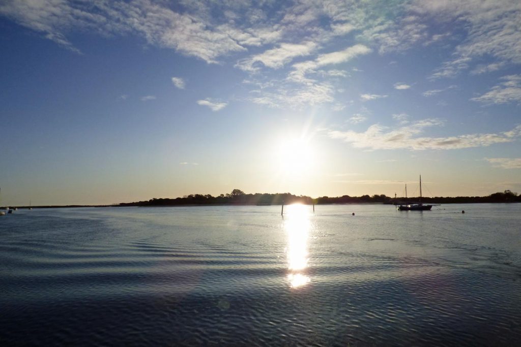 A photo of the Ilha da Tavira in the early morning sun