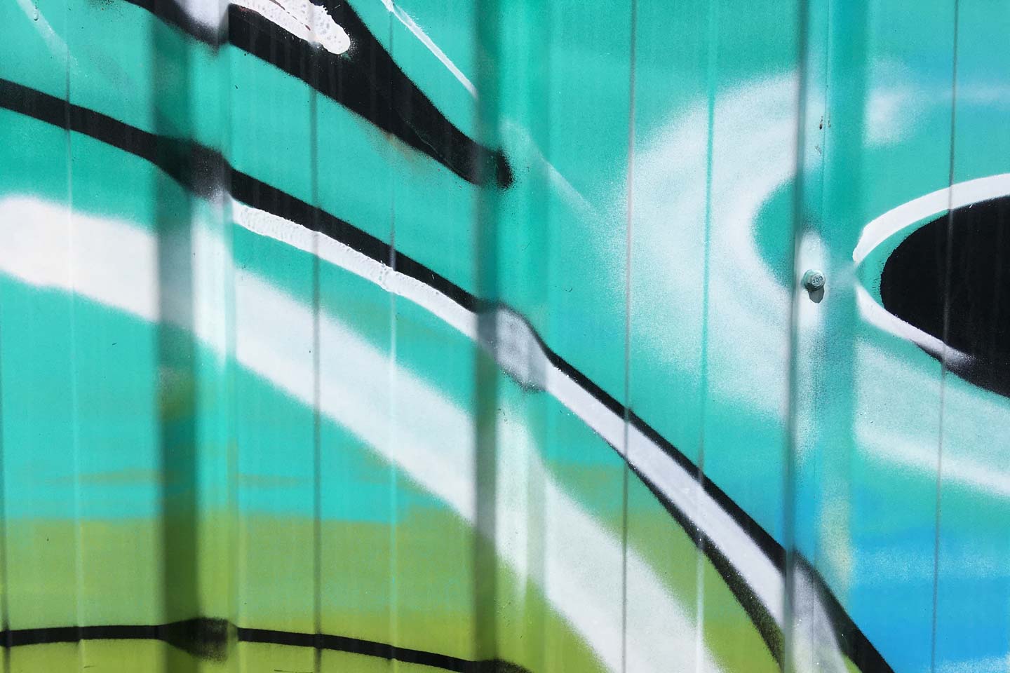 Olhao Street Art - green, turquoise and white shapes